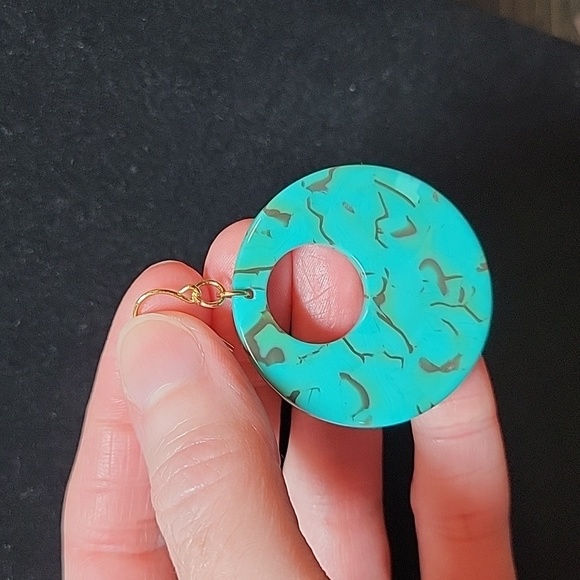 Blue and Brown Dangle Earrings - Picture 2 of 3